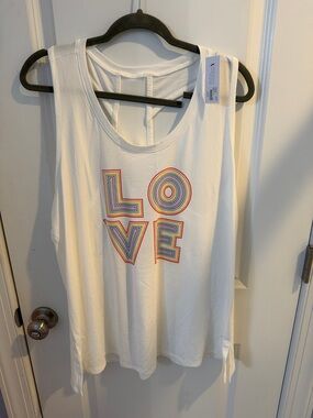 Livi Active White Tank Top with Rainbow "LOVE" Graphic